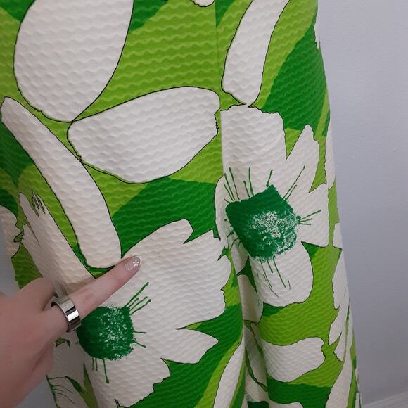 Vintage 1960s Kahala Hawaii Mod Floral Wide Leg Jumpsuit Lime Green Psychedelic - Picture 11 of 16